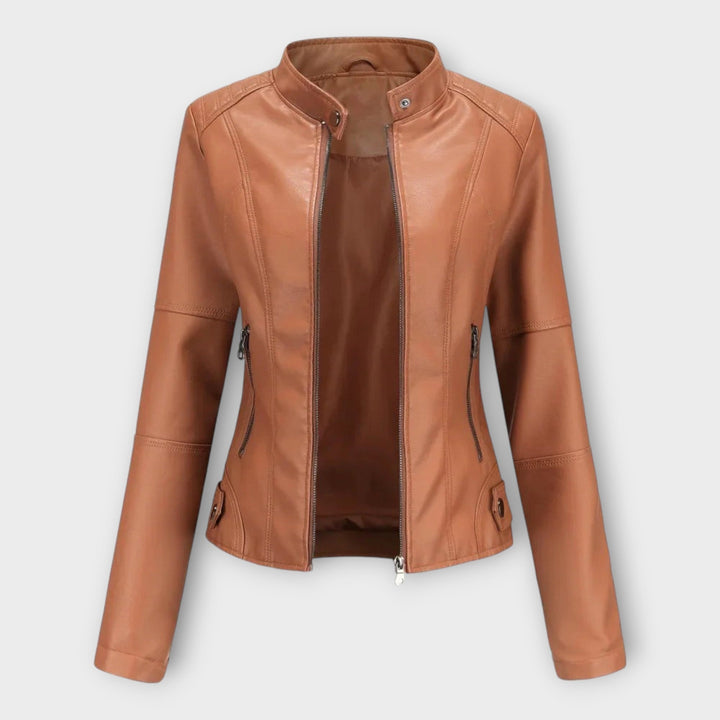 Amelia | Elegant Faux Leather Moto Jacket for Women