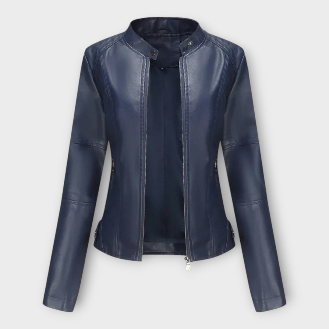 Amelia | Elegant Faux Leather Moto Jacket for Women