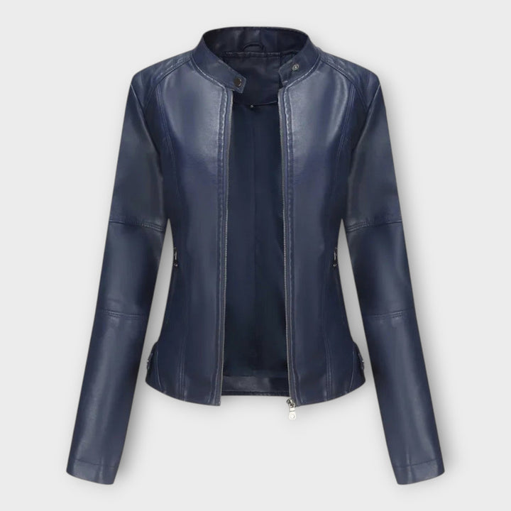 Amelia | Elegant Faux Leather Moto Jacket for Women