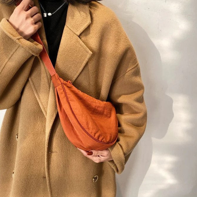 Blandine | Crescent Crossbody Bag for Women - worn view