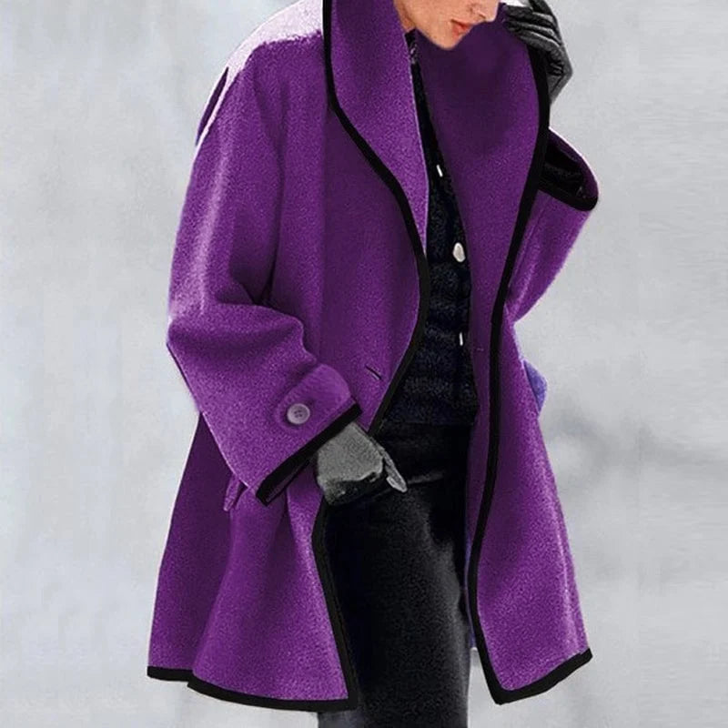 Armelle Classic Trench Coat Double Breasted Belted for Women in Purple