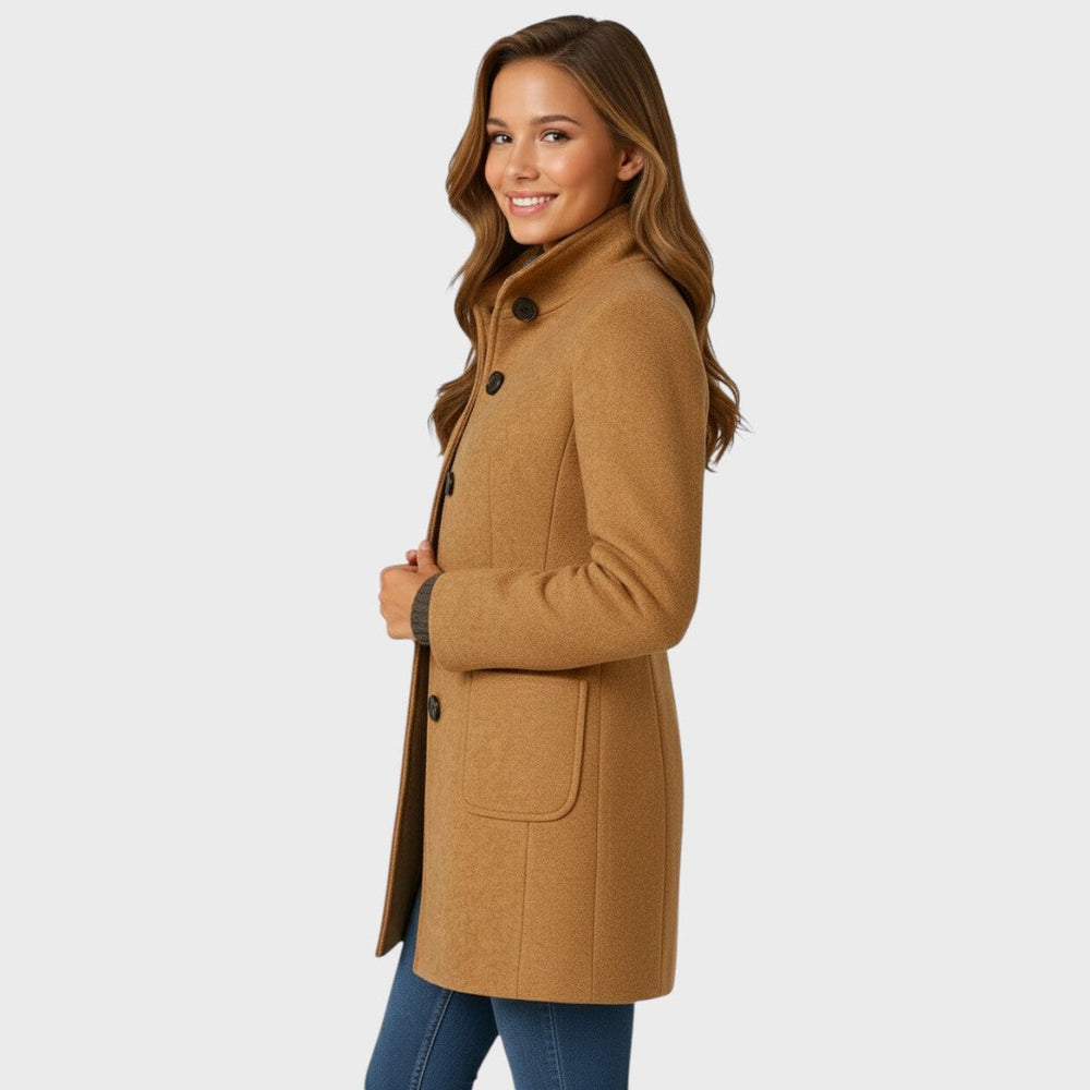 Stand Collar Wool Blend Coat — wool coat for women in grey