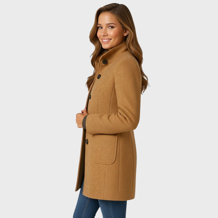 Stand Collar Wool Blend Coat — wool coat for women in grey