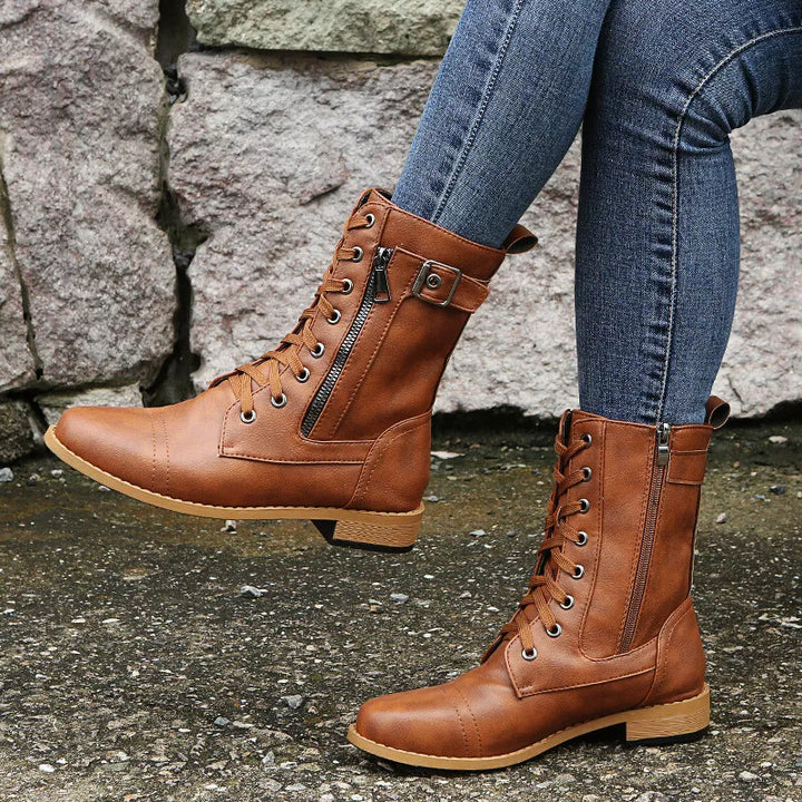 Nolwenn | Lace Up Combat Boots for Women - front view
