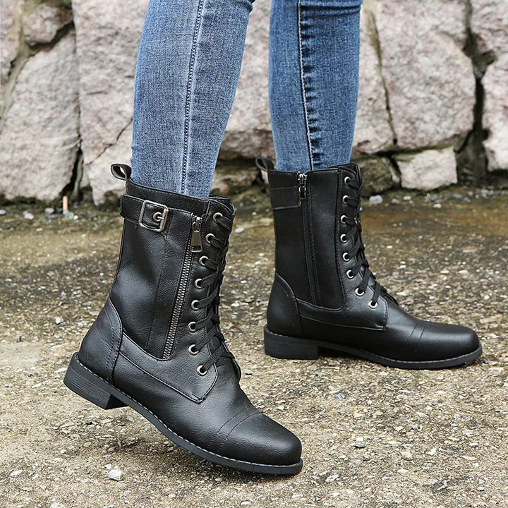 Nolwenn | Lace Up Combat Boots for Women - styling detail