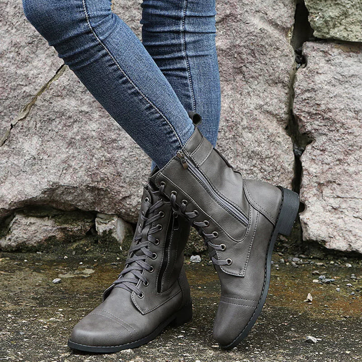 Nolwenn | Lace Up Combat Boots for Women - sole detail