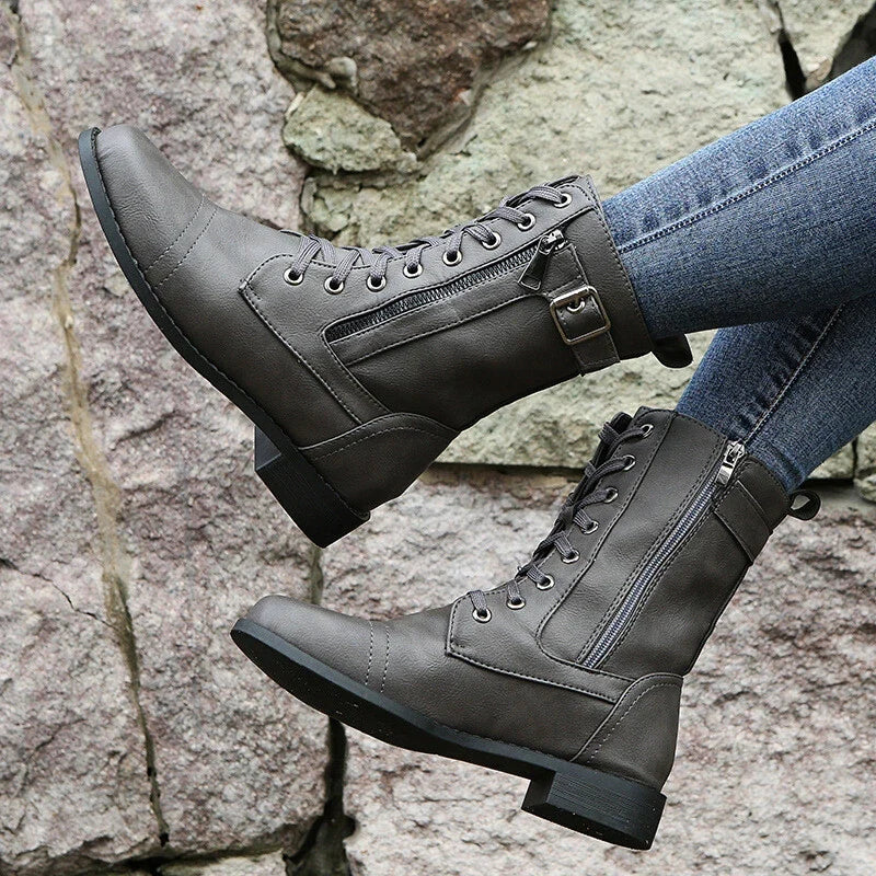 Nolwenn | Lace Up Combat Boots for Women - close-up