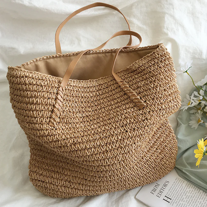 Adelaide | Straw Woven Shoulder Bag for Women - styling view