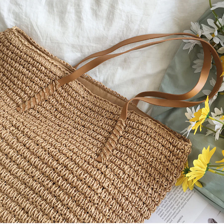 Adelaide | Straw Woven Shoulder Bag for Women - side view