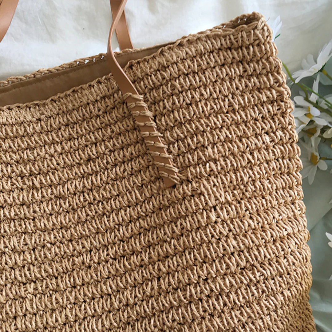Adelaide | Straw Woven Shoulder Bag for Women - angled view
