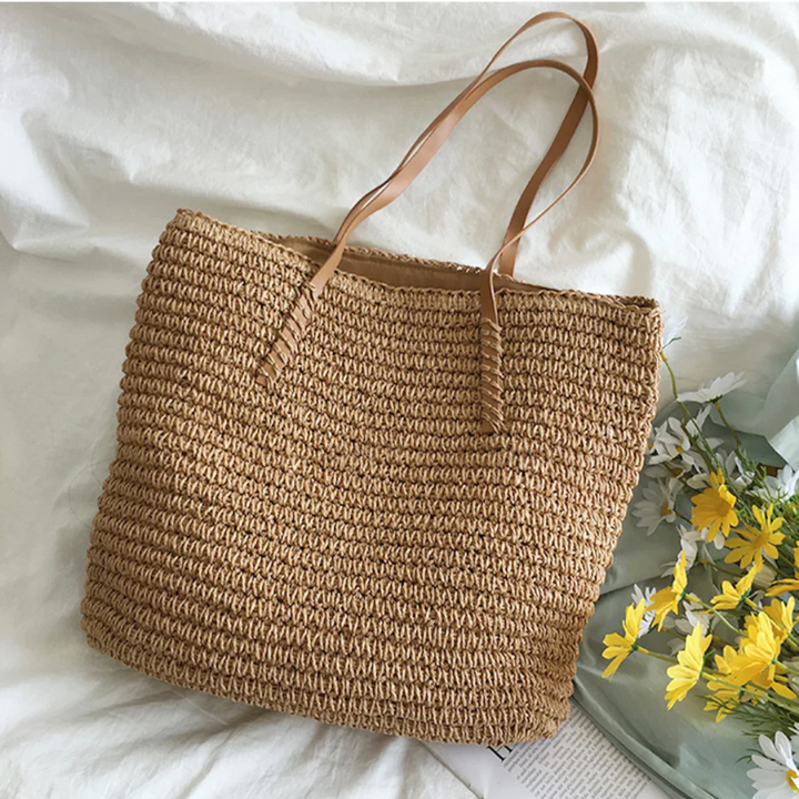 Adelaide | Straw Woven Shoulder Bag for Women - detail view