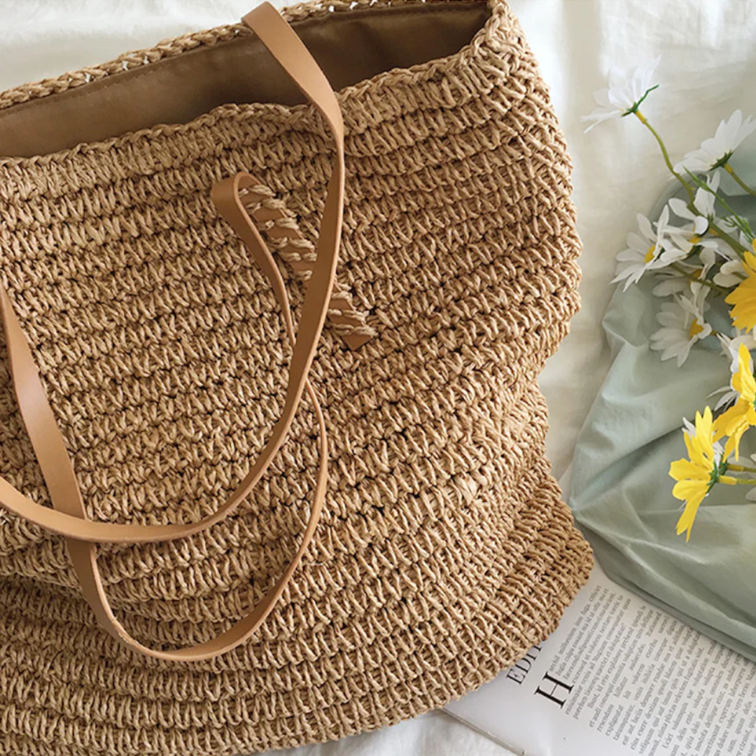 Adelaide | Straw Woven Shoulder Bag for Women - interior view