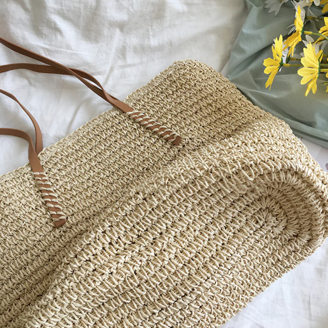 Adelaide | Straw Woven Shoulder Bag for Women - back view