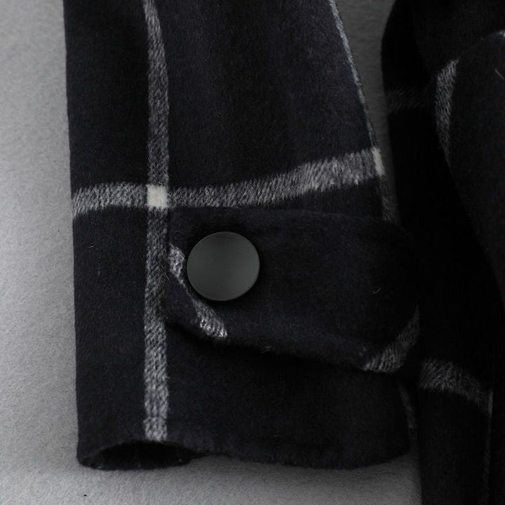 Adelie Tweed Plaid Notch Lapel Wool Coat for Women