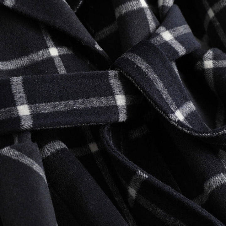 Adelie Tweed Plaid Notch Lapel Wool Coat for Women
