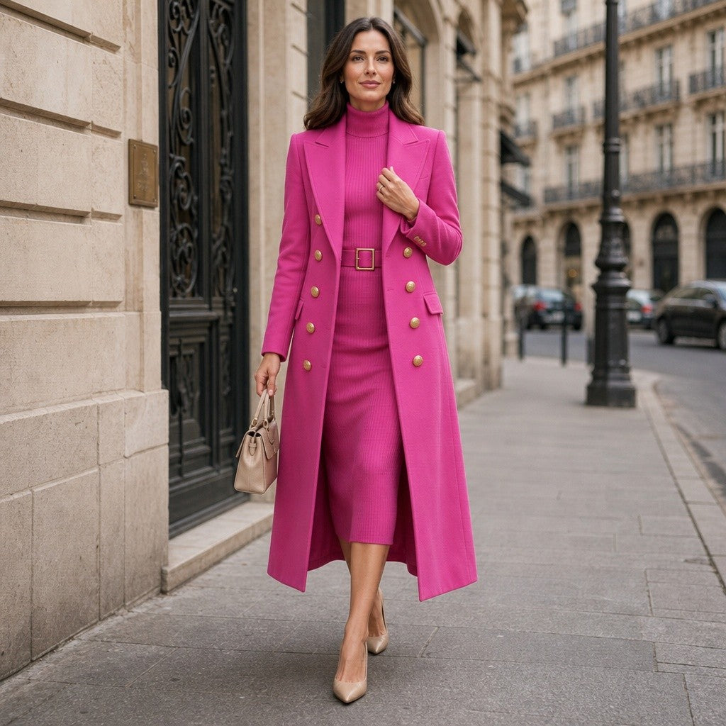 Aimee — Elegant Long Double Breasted Pea Coat for Women (5), StyleTruly