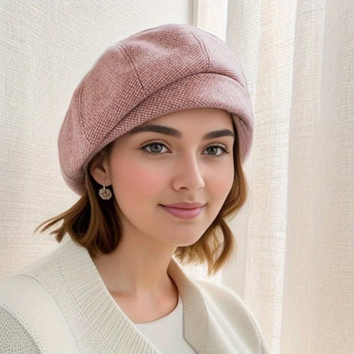 Amberly — Textured Plaid Wool Beret, StyleTruly