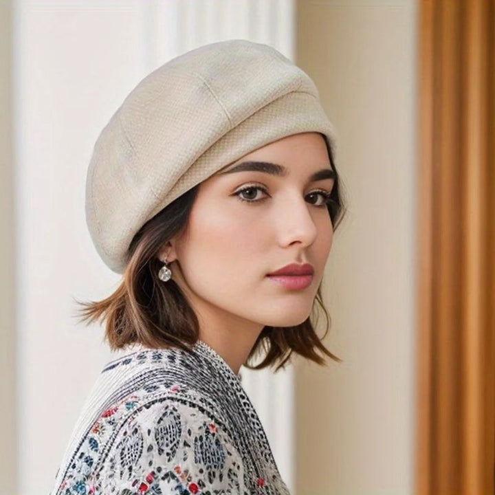 Amberly — Textured Plaid Wool Beret (4), StyleTruly