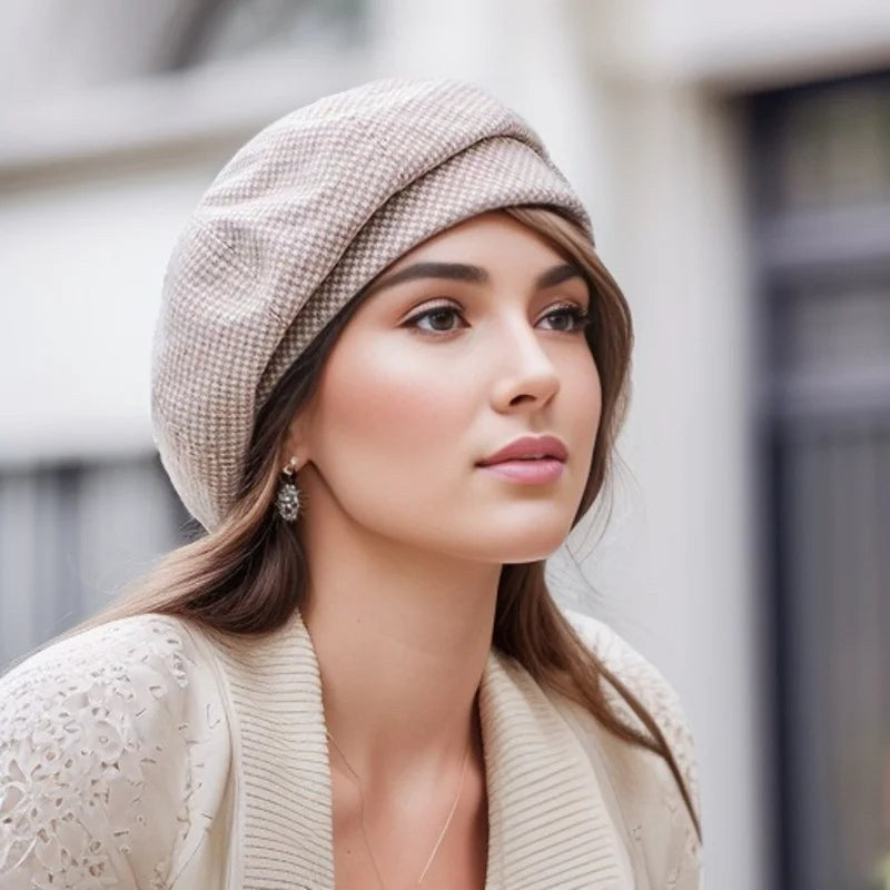 Amberly — Textured Plaid Wool Beret (5), StyleTruly