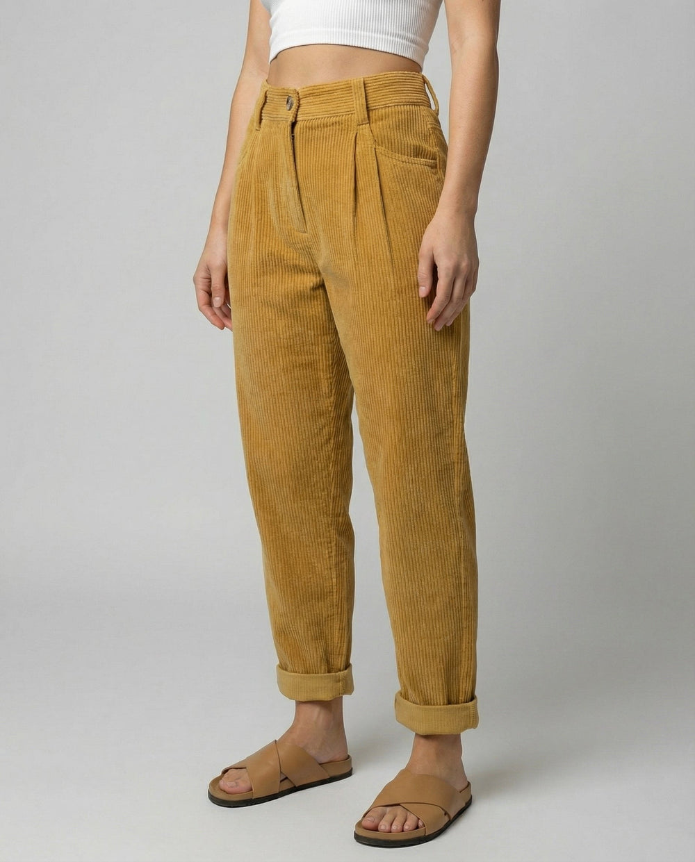 Angelique — Elastic Waist Corduroy Pants (2), StyleTruly