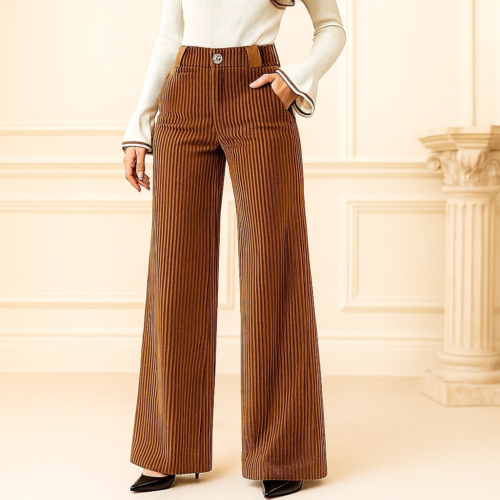 Annabelle — High Waisted Wide Leg Corduroy Pants, StyleTruly