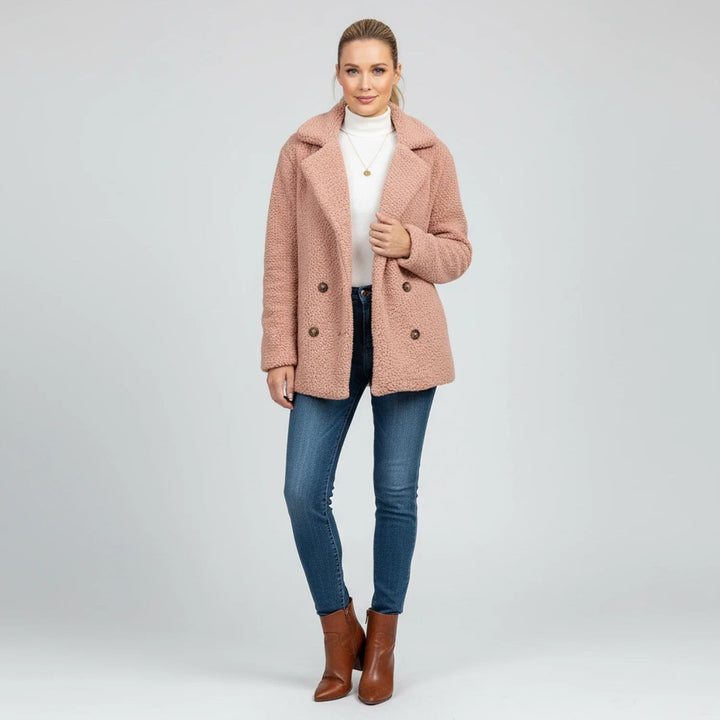 Anouck Double Breasted Pea Coat Wool Blend Coat for Women