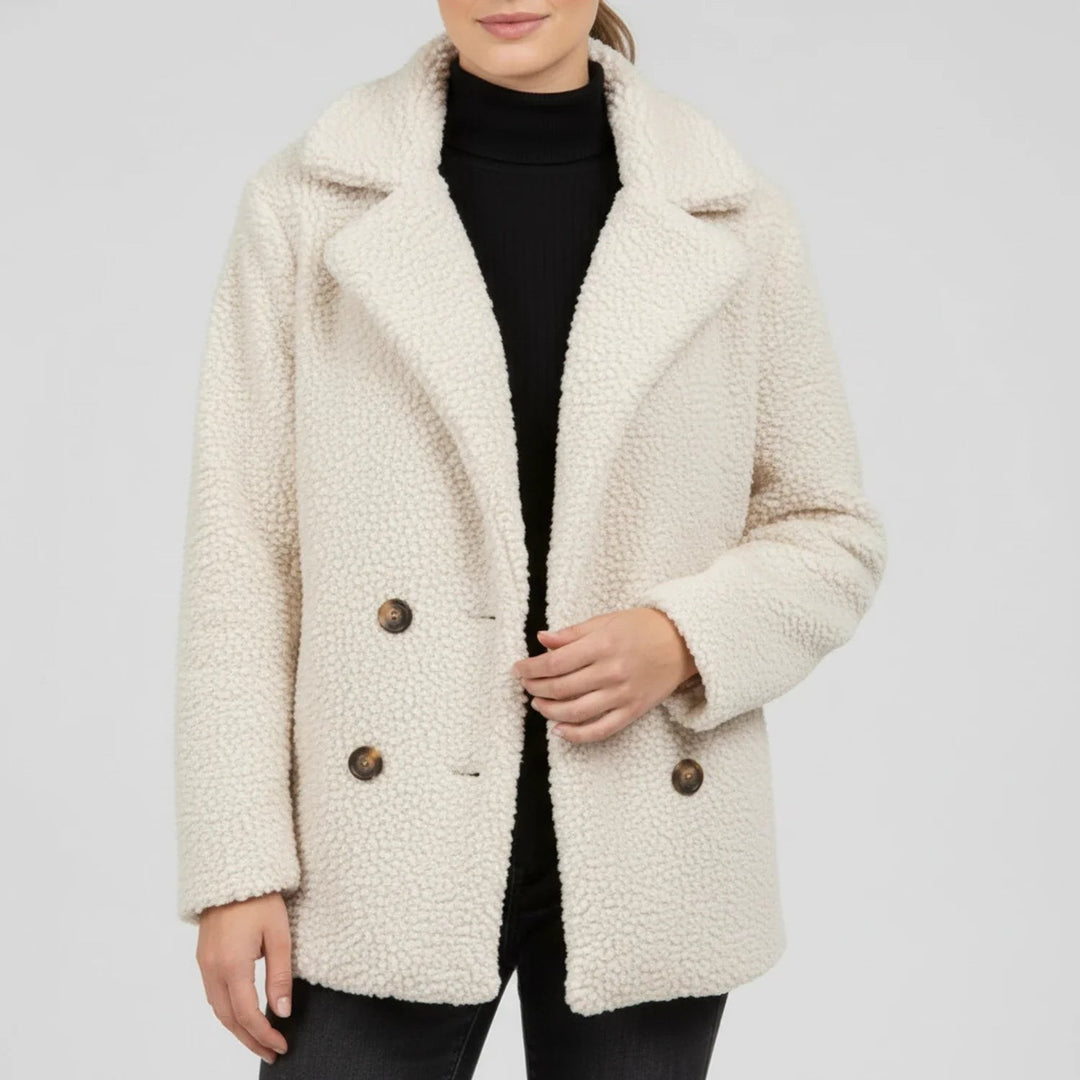 Anouck Double Breasted Pea Coat Wool Blend Coat for Women