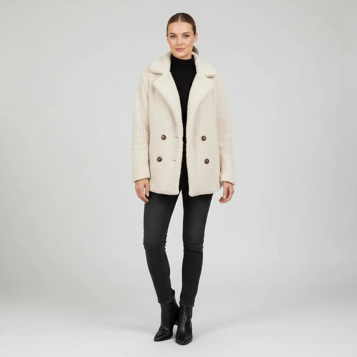 Anouck Double Breasted Pea Coat Wool Blend Coat for Women
