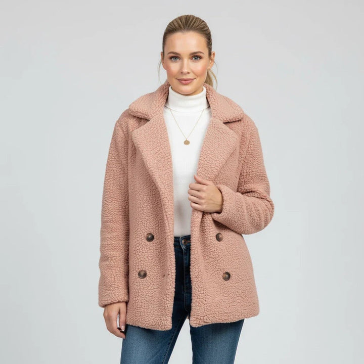 Anouck Double Breasted Pea Coat Wool Blend Coat for Women