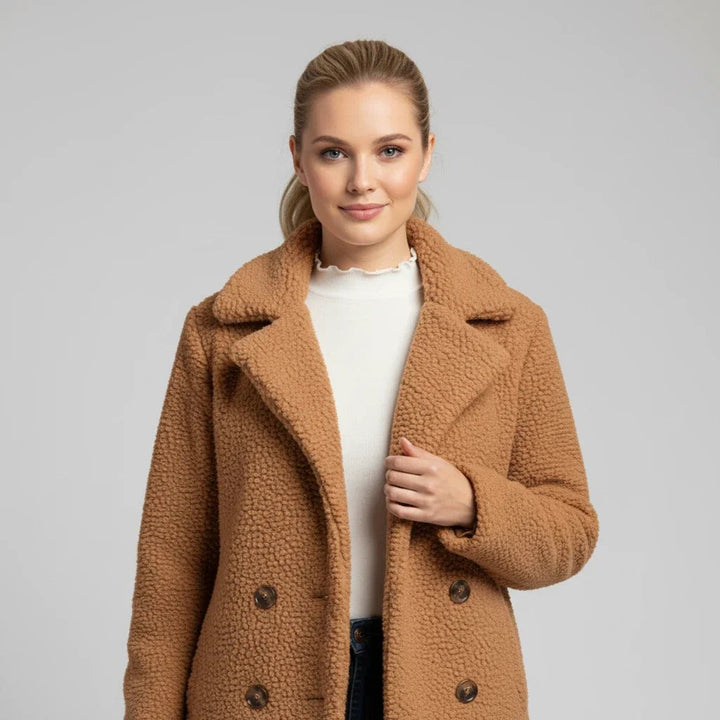 Anouck Double Breasted Pea Coat Wool Blend Coat for Women