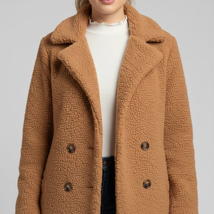 Anouck Double Breasted Pea Coat Wool Blend Coat for Women