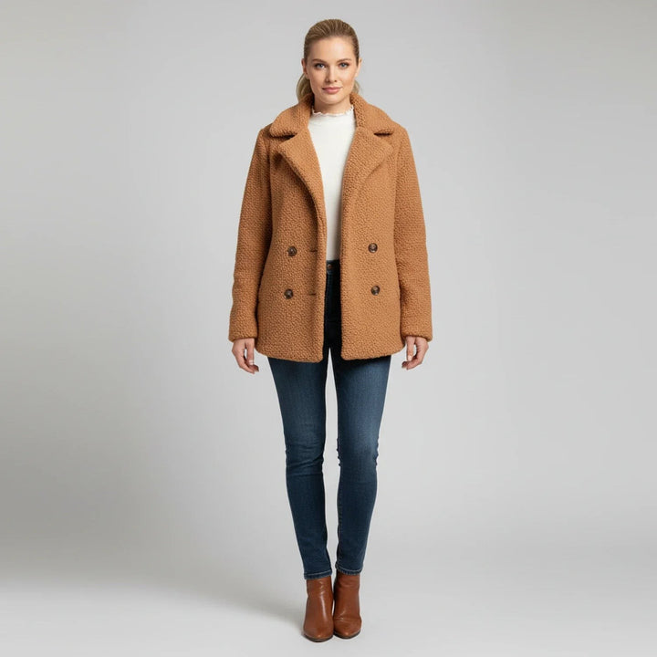 Anouck Double Breasted Pea Coat Wool Blend Coat for Women