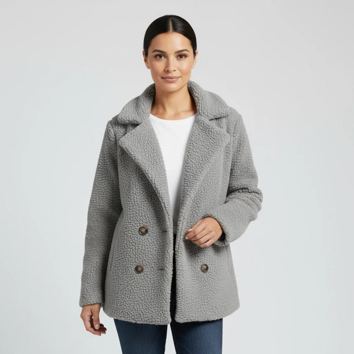 Anouck Double Breasted Pea Coat Wool Blend Coat for Women