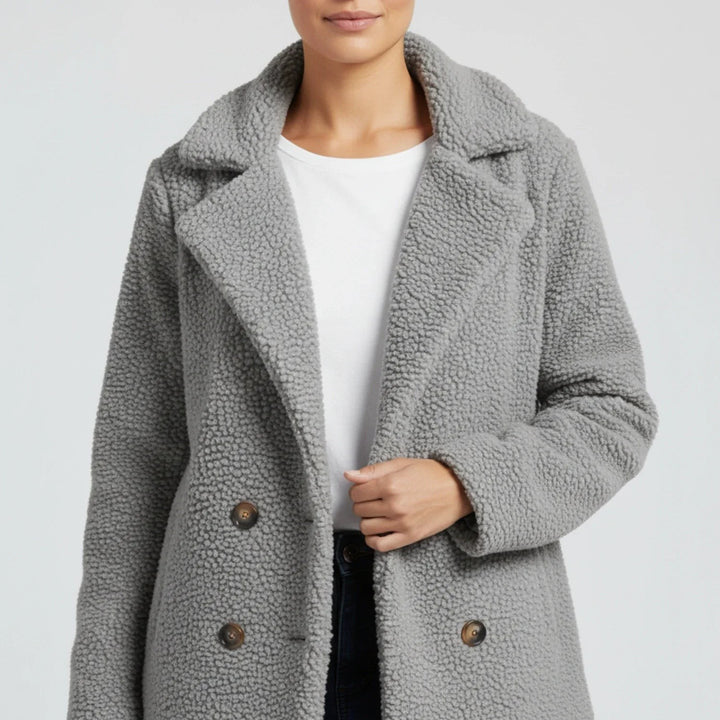 Anouck Double Breasted Pea Coat Wool Blend Coat for Women