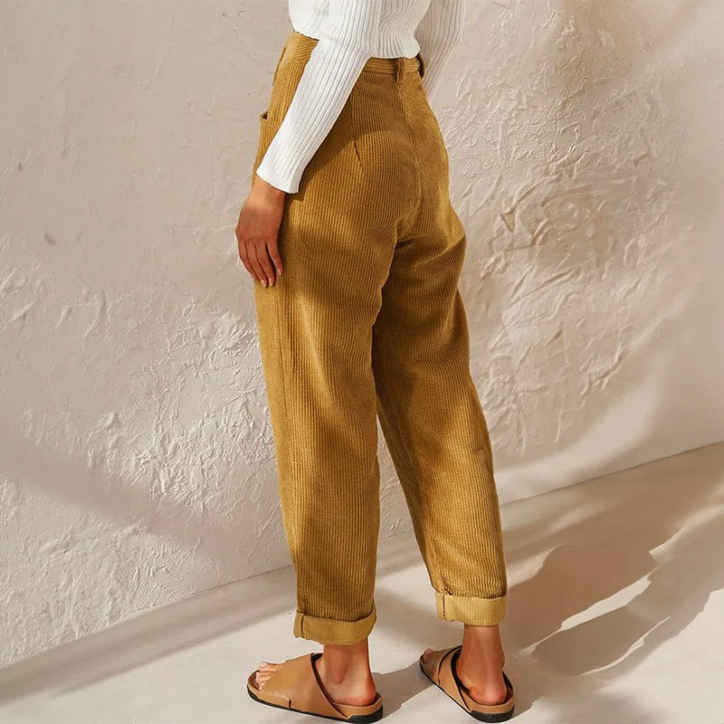 Ansonia — Ribbed High Waisted Corduroy Pants (2), StyleTruly