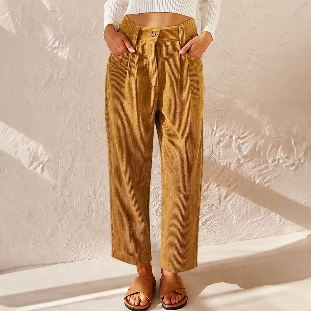 Ansonia — Ribbed High Waisted Corduroy Pants (3), StyleTruly