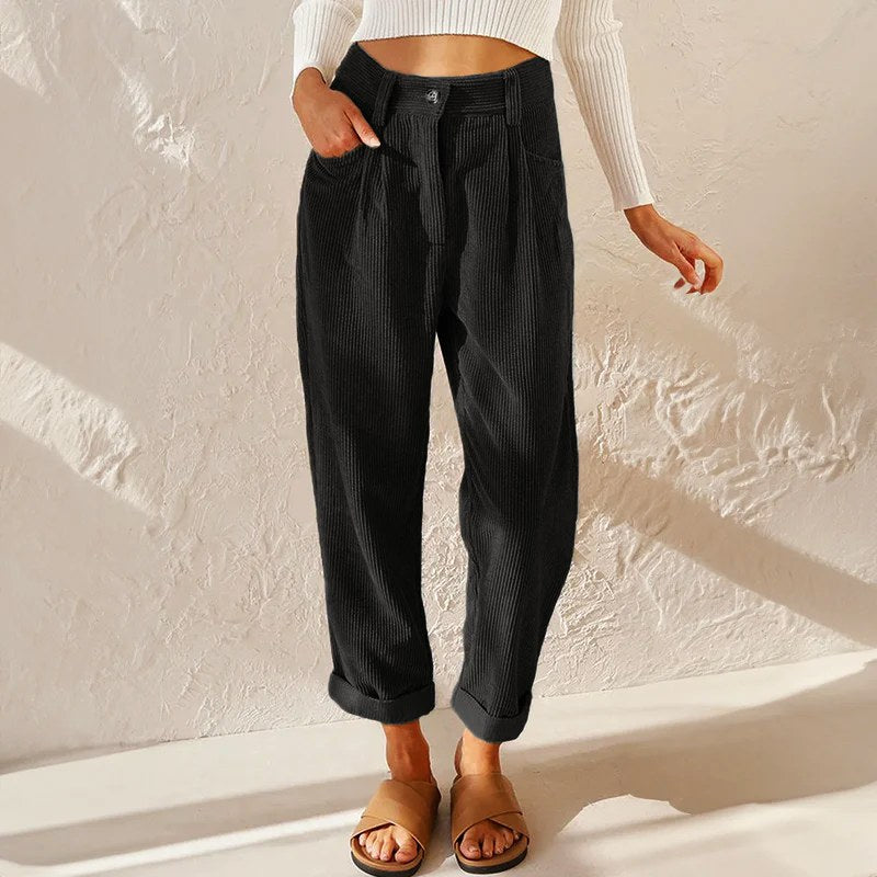 Ansonia — Ribbed High Waisted Corduroy Pants (5), StyleTruly