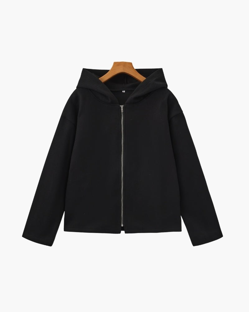 Armantine Hooded Zip Front Cropped Wool Coat for Women
