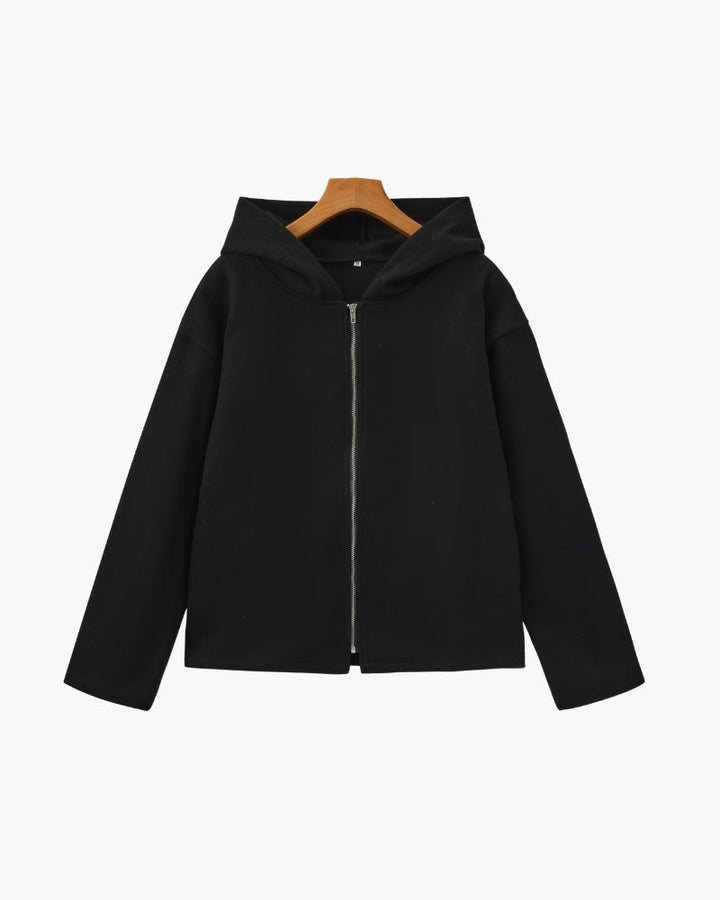 Armantine Hooded Zip Front Cropped Wool Coat for Women