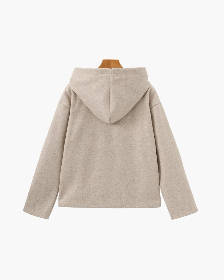 Armantine Hooded Zip Front Cropped Wool Coat for Women