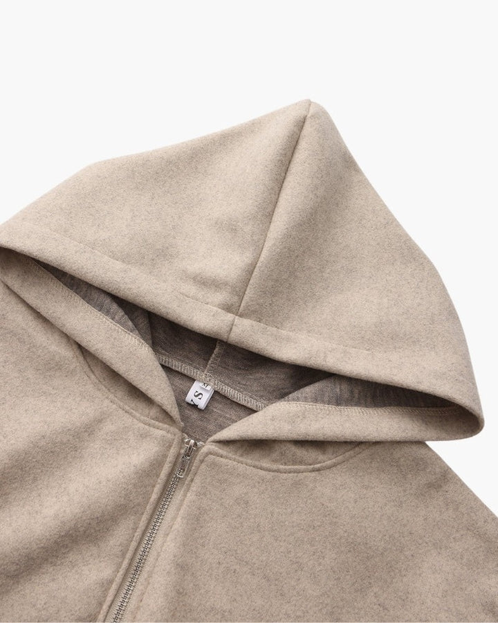 Armantine Hooded Zip Front Cropped Wool Coat for Women