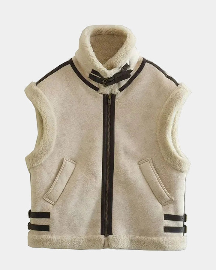 Sherpa Lined Vest with Zip Front and Pockets