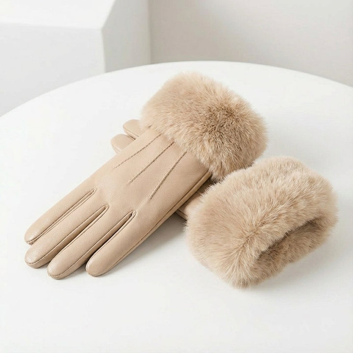 Azelie — Faux Fur Cuff Leather Gloves (4), StyleTruly