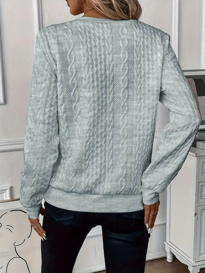 Quarter Zip Sweater with Ribbed Hem for Women
