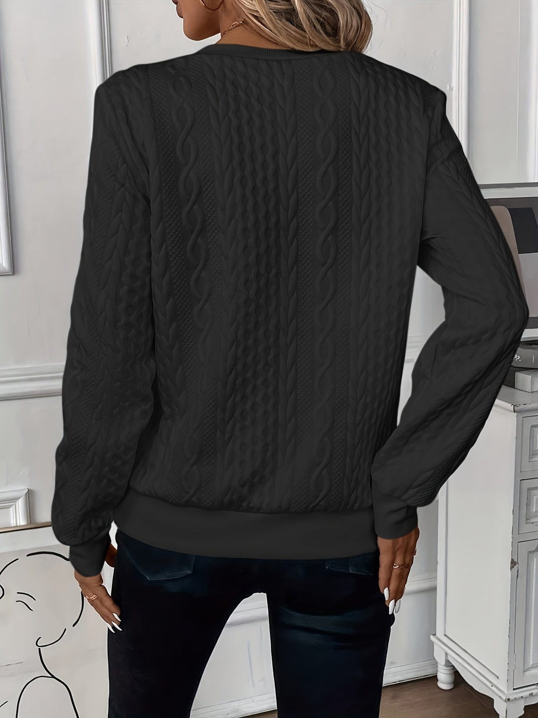 Quarter Zip Sweater with Ribbed Hem for Women