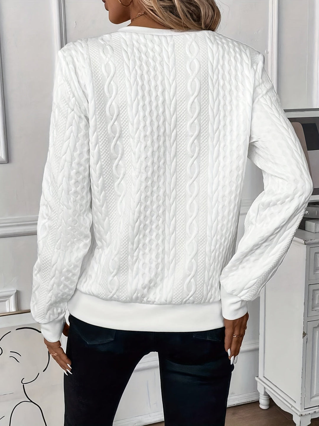 Quarter Zip Sweater with Ribbed Hem for Women