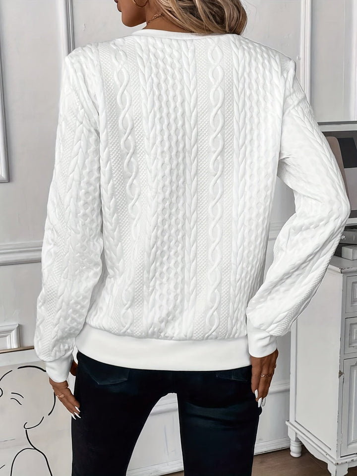 Quarter Zip Sweater with Ribbed Hem for Women