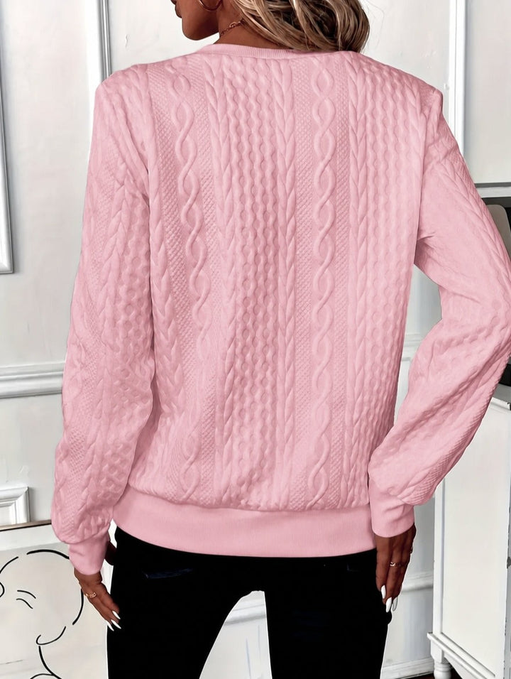 Quarter Zip Sweater with Ribbed Hem for Women