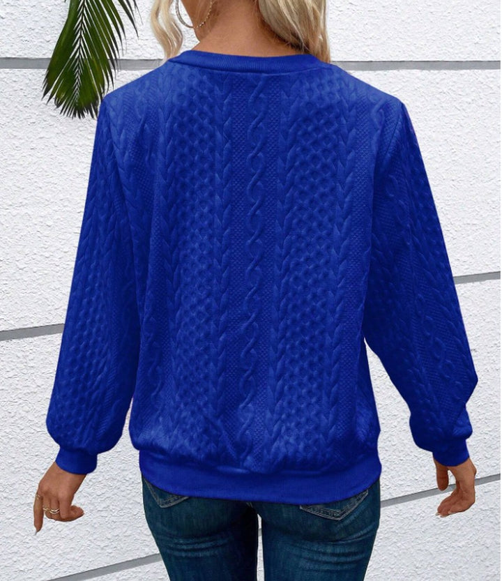 Quarter Zip Sweater with Ribbed Hem for Women