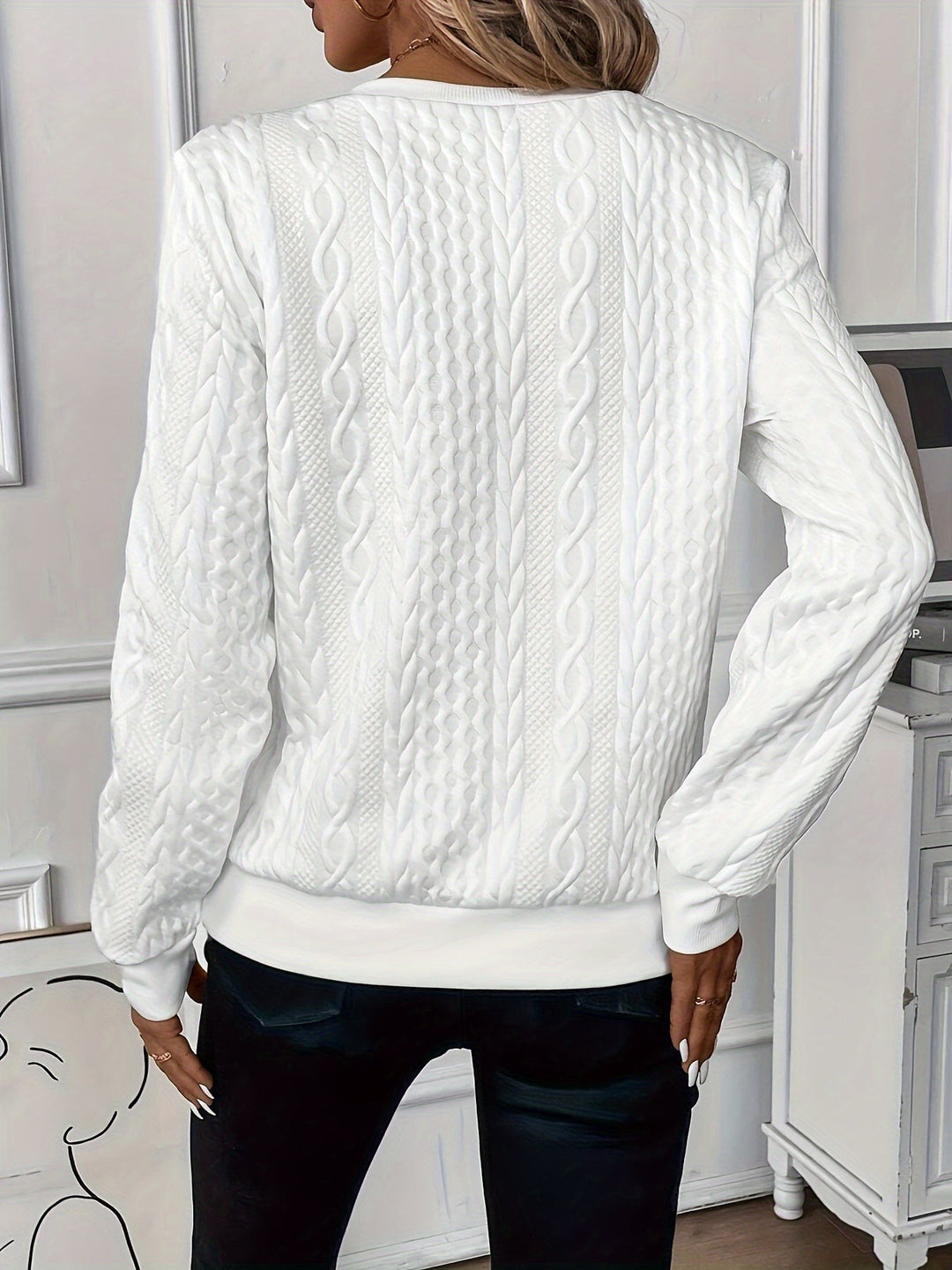 Quarter Zip Sweater with Ribbed Hem for Women